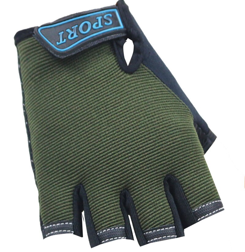 Children Cycling Half Finger Bicycle Gloves High Elastic Non-slip Child Kid Bike Gloves Riding Outdoor Camouflage Equipment: Green