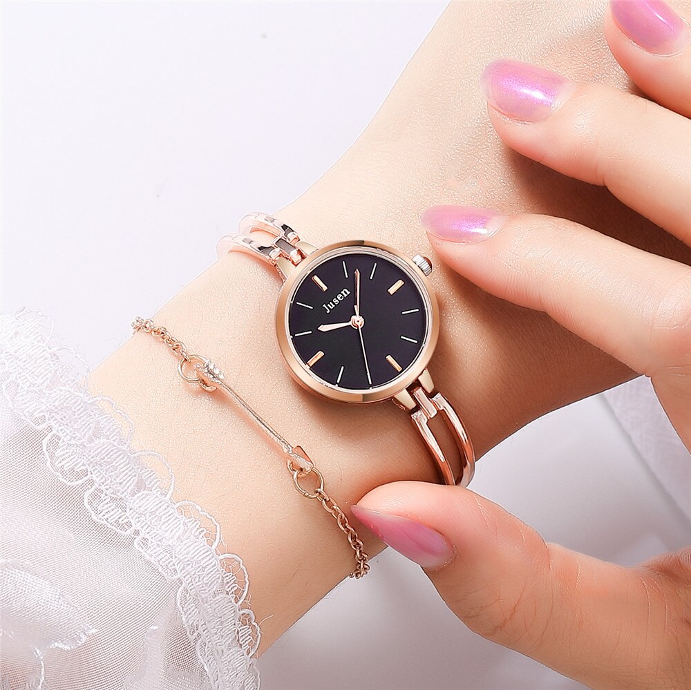 Luxe Vrouwen Armband Horloges Minimalistische Kwaliteiten Dames Quartz Horloges Goud Zilver Rvs Vrouw Klok