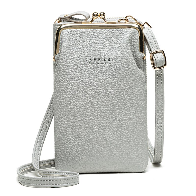Zebella Telefon Tasche PU Leder Reise Tragbare Schulter Tasche Damen Geldbörsen Luxus Umhängetasche Umhängetasche: Grau