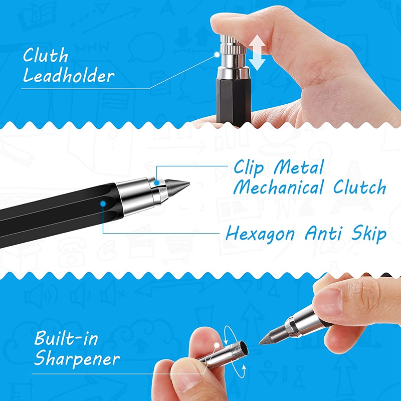 3 Stuks 5.6 Mm Automatische Mechanische Potlood Met Lood Vulling, Mechanische Opstellen Potlood Set Voor Crafting Art Schetsen