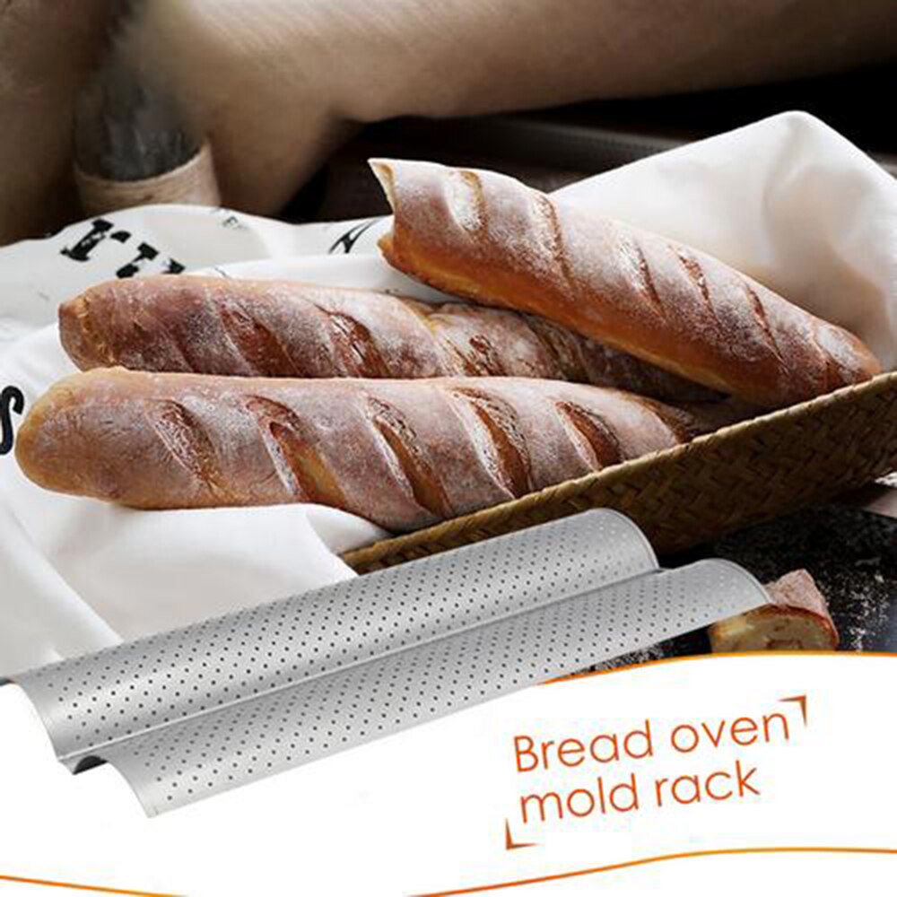Roestvrij Staal Franse Brood Bakvorm Wave Bakplaat Praktische Cake Baguette Pannen Zilver 2 Groef Golven Brood Bakken Tools