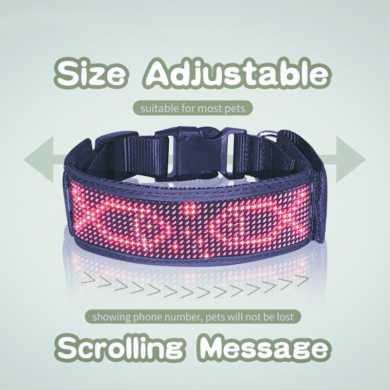 Bluetooth programmable LED Pet Collar USB Rechargeable Night Safety Warning Illuminated Dog Adjustable dog Collar Cut to Resize