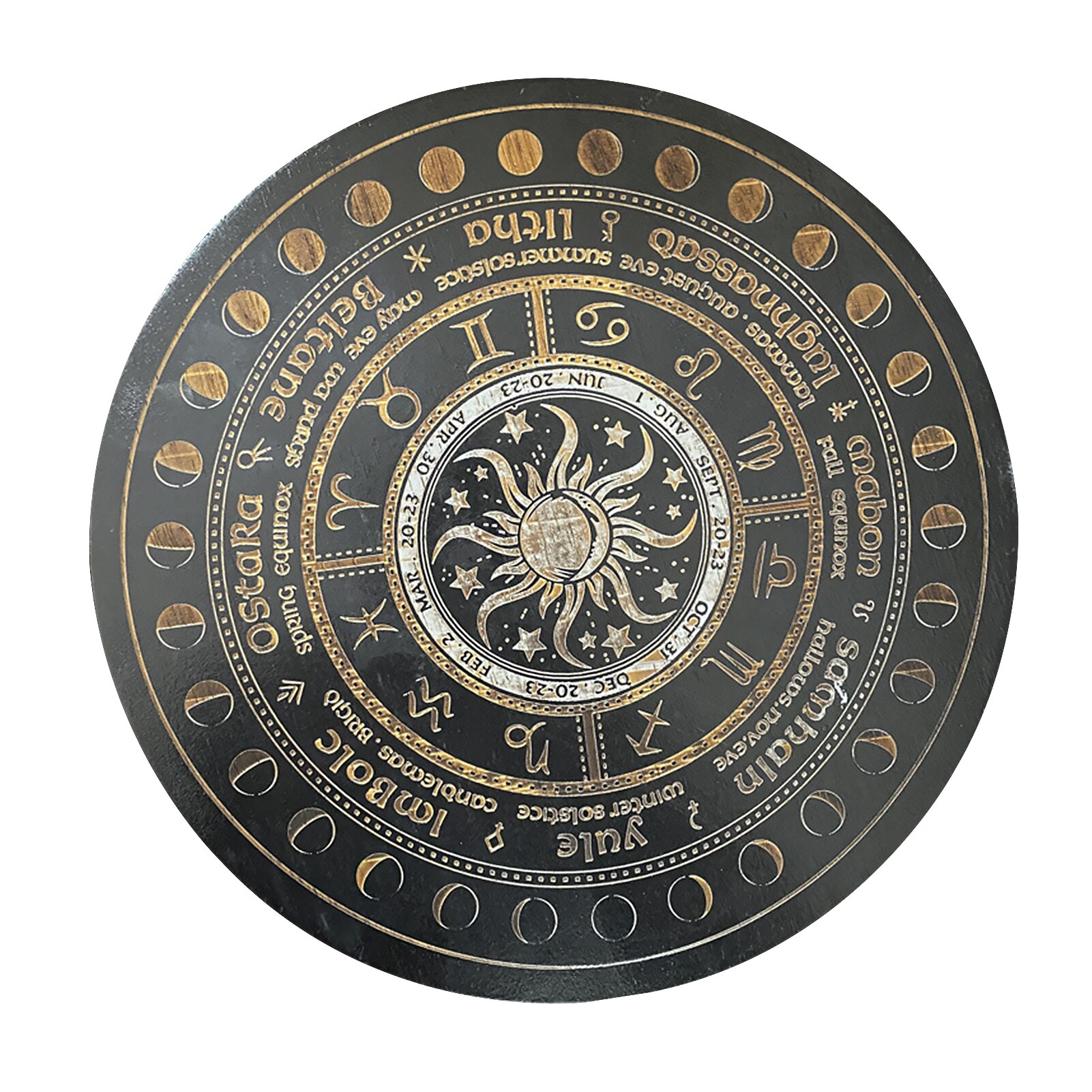 Indoor Outdoor Wood Engraved Board Altar Pentacle Multifunction Bedroom Zodiac Wheel Sign Home DIY Party Mystic Round Crafts