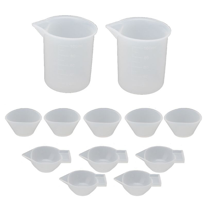 12Pcs Silicone Mixing Measuring Cups UV Resin Mold DIY Casting Jewelry Tool Kit