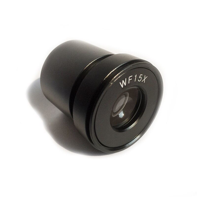Lente Ocular WF15X de amplio campo, lente Ocular para microscopio estéreo, tamaño de montaje de 30 30,5mm con protectores de copas oculares de caucho