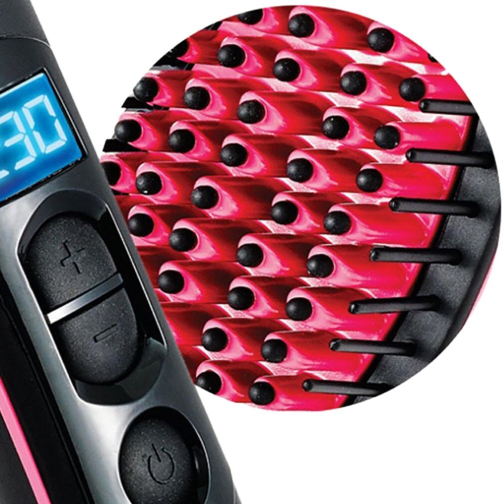 Portable Electric Digtal Fast Hair Straightener Comb Brush Led Temperature Flatiron Straightener Head Massage Anti-Scaled
