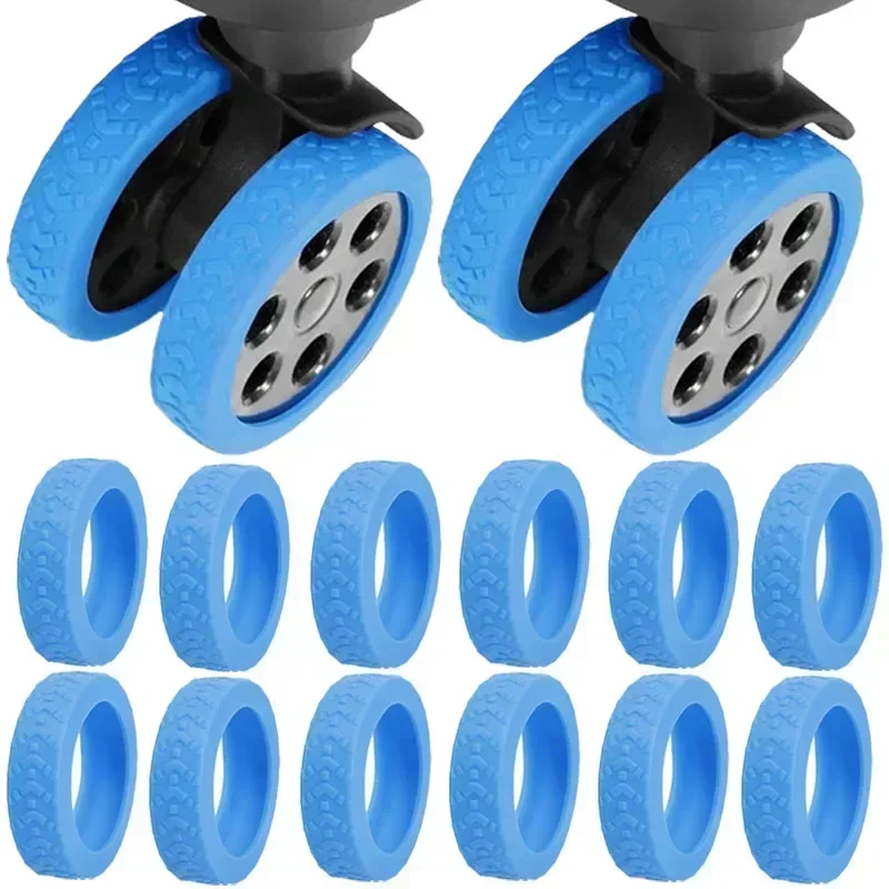 Luggage Wheels Protector Silicone Wheels Caster Shoe Trolley Case Reduce Noise Silent Caster Sleeve Luggage Suitcase Accessories: L / Blue