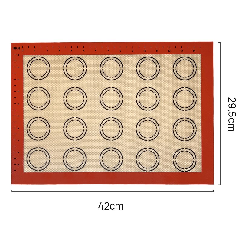 Herbruikbare Siliconen Bakken Mat Vel Voor Oven Hittebestendige Macaron/Gebak/Cookie Making Pad Vel Anti-aanbak Rolling Deeg matten: 42x29.5CM-MKL-ruler