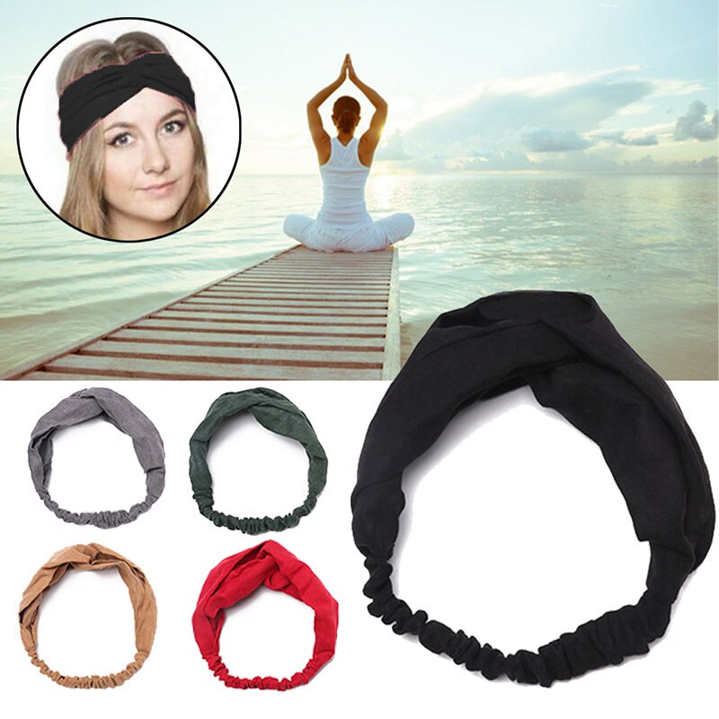 Vrouwen Suede Yoga Hoofdband Vintage Cross Knoop Elastische Haarbanden Zachte Effen Meisjes Haarband Haarband Accessoires