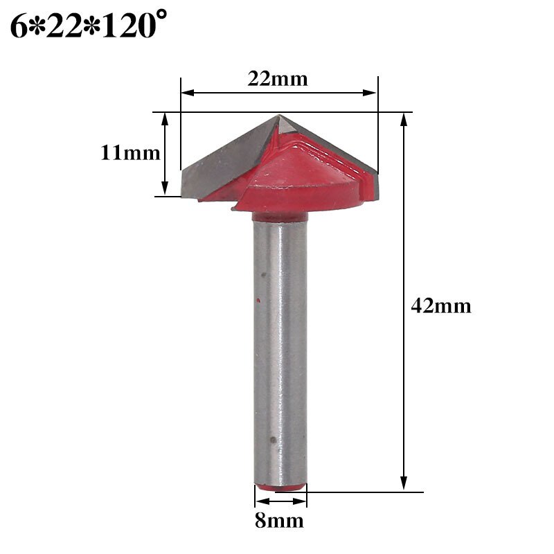 1pc 6mm v urajyrsinterät cnc kaiverrus jyrsin 60-150 asteen puuntyöstö veitsi volframikarbidi leikkaustyökalut: 6 x 22 x 120r
