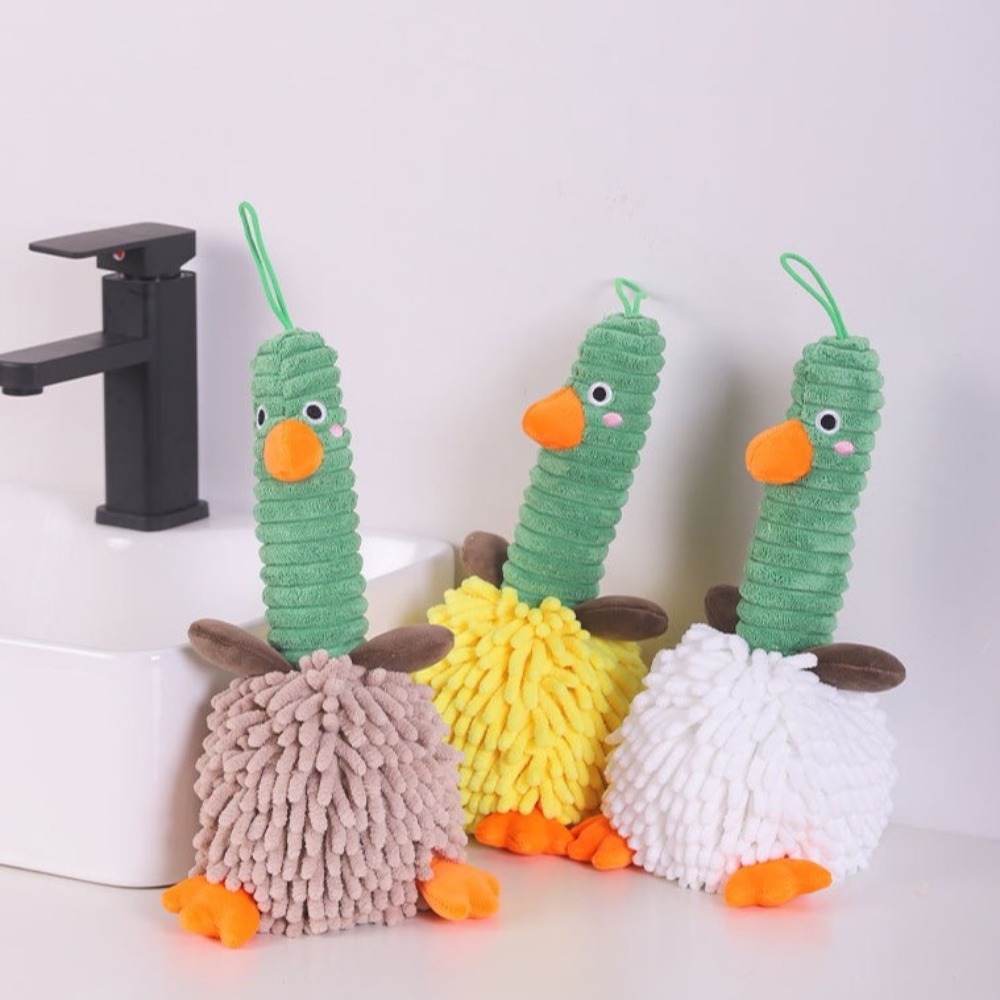 Søt tegneserie chenille håndtørkende dukke plysj myk and håndkle dekorativt tykkere rengjøringshåndkle baderom