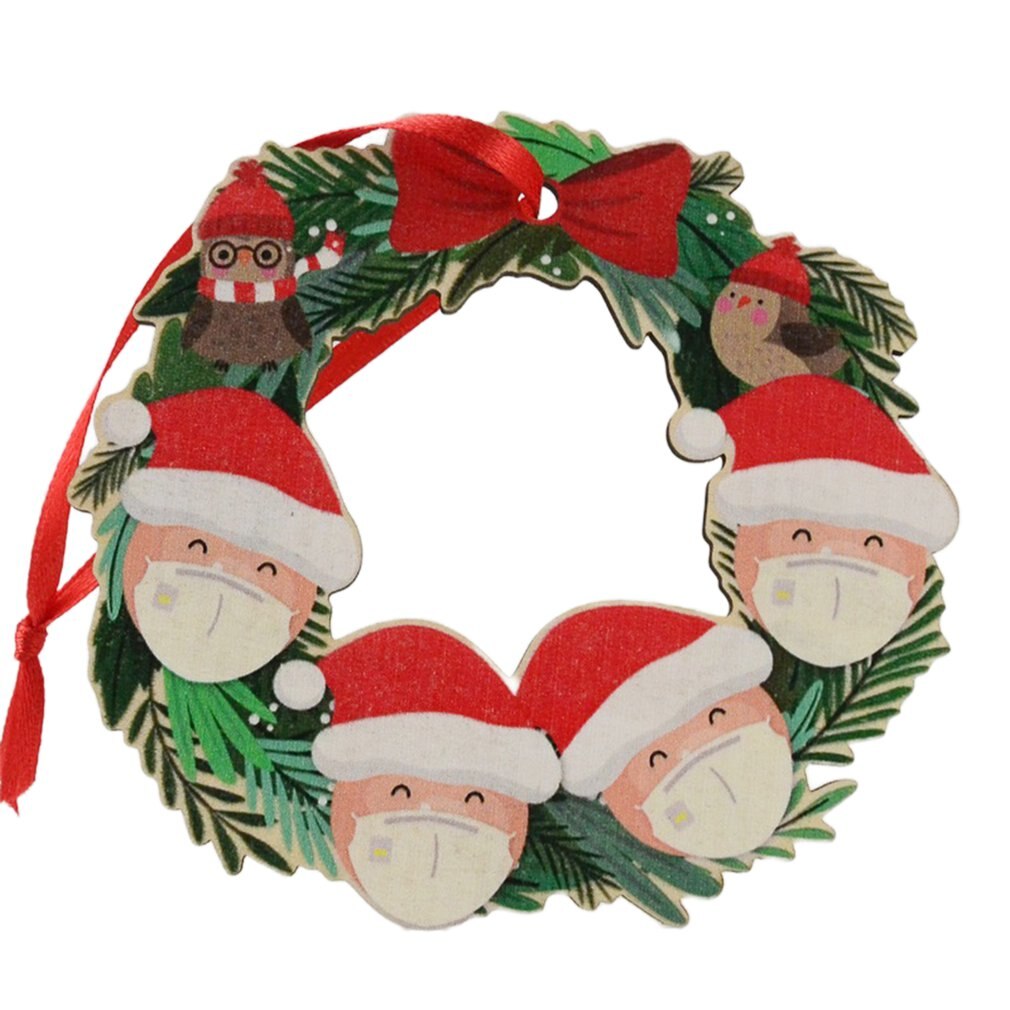 Cute Christmas Family DIY Christmas Tree Resin Pendants Snowman Pendants Wearing Masks And Christmas Hats: 4 doll