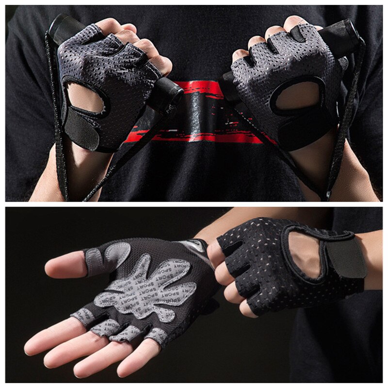 Guantes de gimnasio para mujer y hombre, mancuernas transpirables y antideslizantes, de medio dedo, para Fitness y levantamiento de pesas, para barra Horizontal