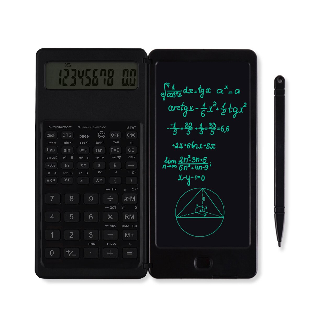 Vouwen Wetenschappelijke Rekenmachine Tablet Digitale Tekening Pad Met Stylus Pen Lcd Schrijfbord Wissen Knop Lock 10 Cijfers Display