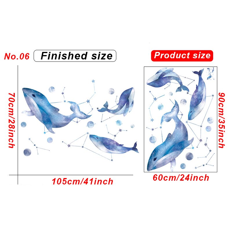 Home Decor Wall Stickers Cartoon Whale Shark Removable Wall Decals for Home Decor Kids room Nursery Wall Decoration Wallpapers