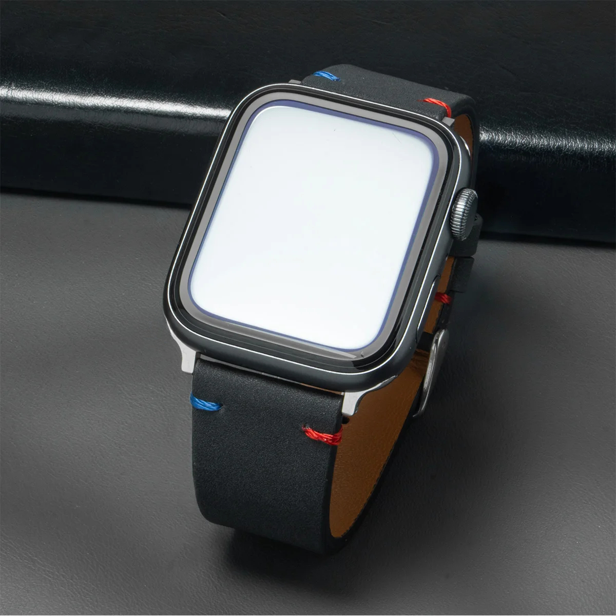 Leather Strap for Apple Watch Band Ultra 2 49mm 46mm 42mm 45mm 44mm 42mm 40mm 41mm Watchband for Iwatch Series 10 9 8 7 6 SE 5 4: M / Black Yellow