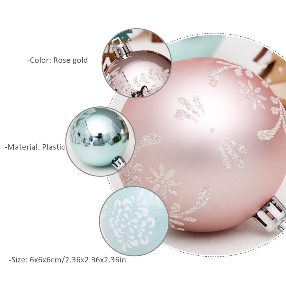 30Pcs Kerstboom Decoratie Kerst Ballen Plastic Bal Ornamenten Gekleurde Tekening Bal Kerst Bal (Rose Goud)