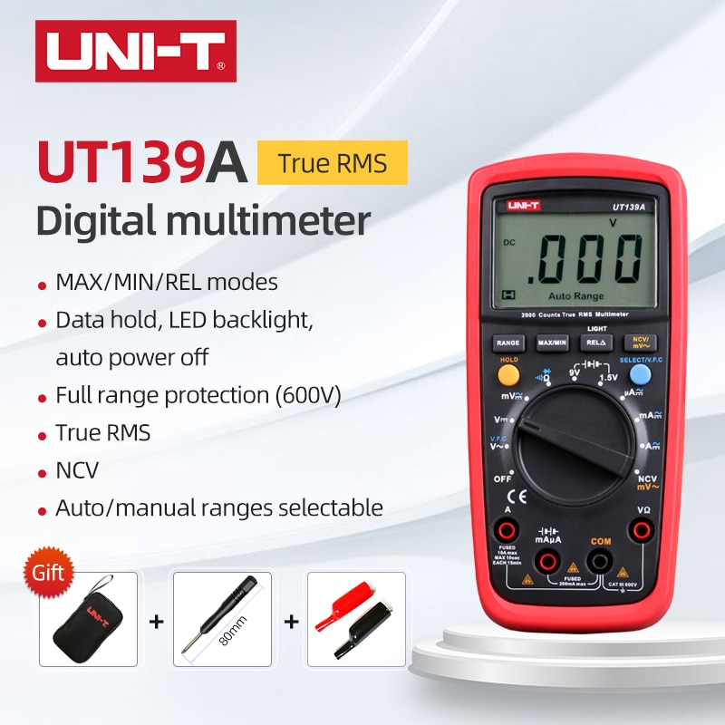 UNI-T UT139A/UT139B/UT139C/UT139D/UT139E/UT139S True RMS cyfrowe MultimeterMAX/MIN/REL tryby automatyczne/ręczne zakresy robić wyboru