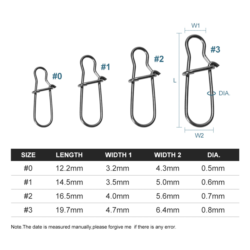 Noeby Stainless Steel Lock Snap Fishing Connector Fast Clip Swivel Solid Rings Safety Snaps Fishing Hook Tackle Snap