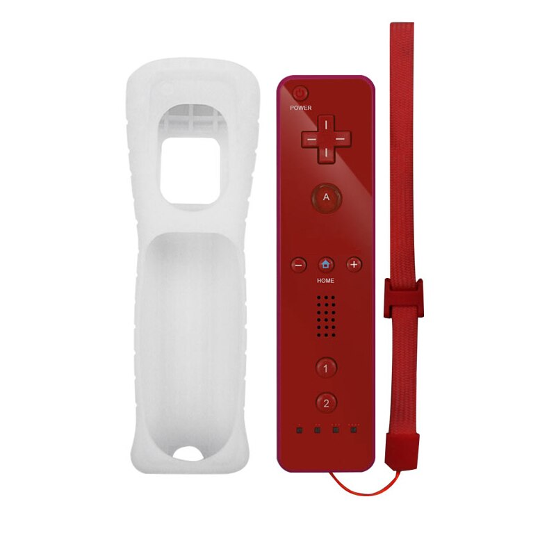 Without Motion Plus Controller For Wii Wireless Games Remote Nunchuck For Wii 2 in 1 Bluetooth Game Controle Silicone Soft Case: no nunchuck-Red