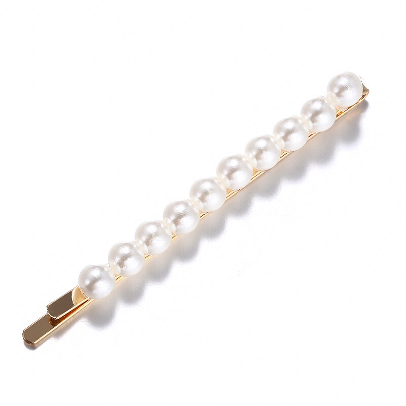 Pearl Hair Clip for Women Korean Snap Barrette Stick Hairpin Hair Styling Accessories Hair Pins: F027J