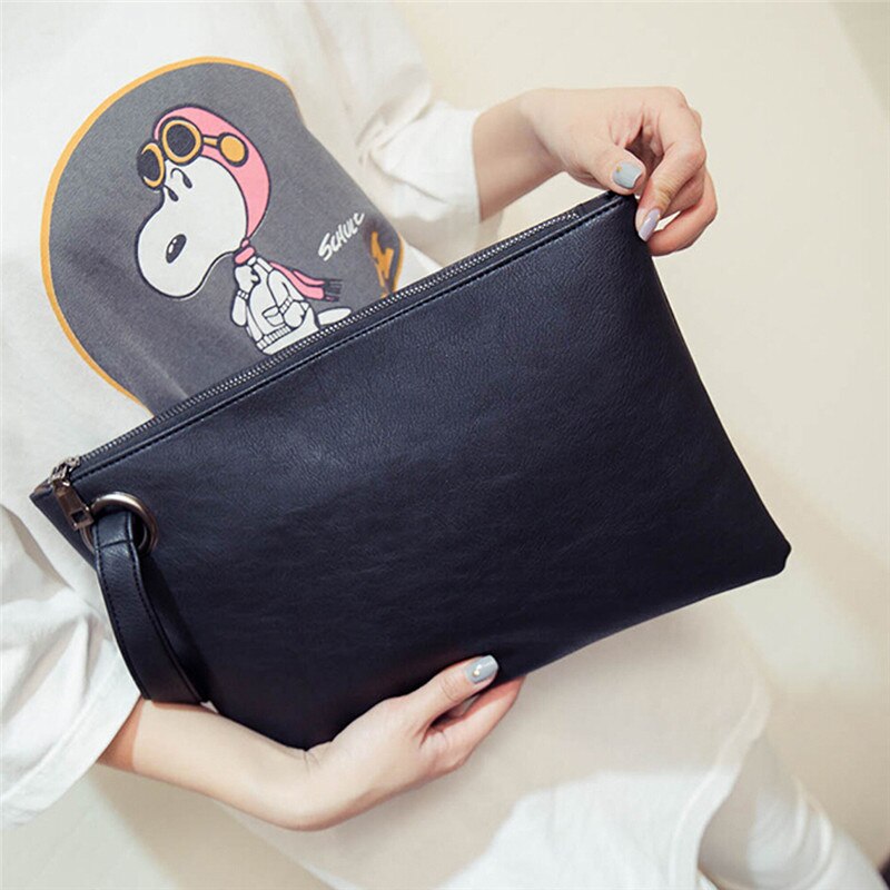 Solid Handbag Women's Clutch Bag Leather Women Envelope Bag Zipper Evening Bag Female Clutches Handbag