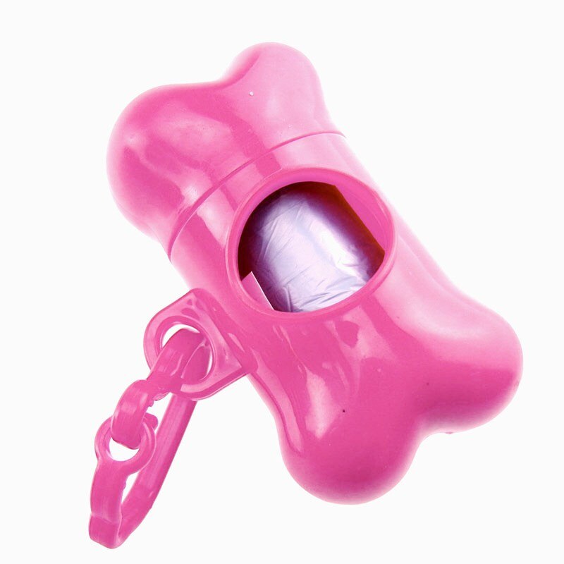 3 Pcs Plastic Bags Mini Pet Dogs Bags Dispenser Bone Box for Pet Waste Bags Portable Litter Box Pet Outdoor Carry Supply: pink