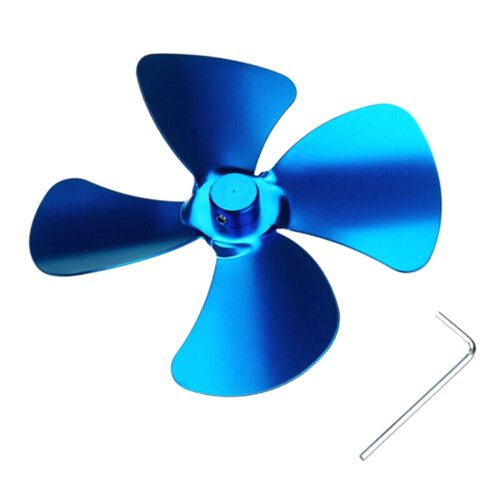 Aluminium 4 Blades Accessoires Voor Kachel Fan Haard Warmte Aangedreven Saving FAS6: blue