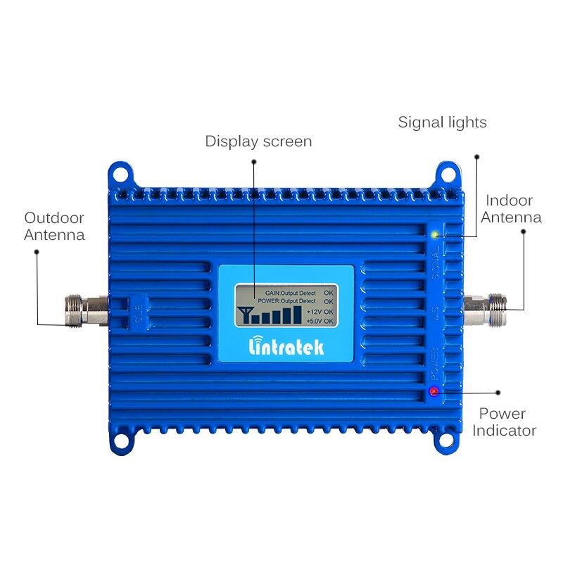 Lintratek 2G 3G 4G Signal Booster CDMA GSM DCS 700 850 900 1800 2600Mhz 70dB AGC Booster Cellular Repeater Amplifier