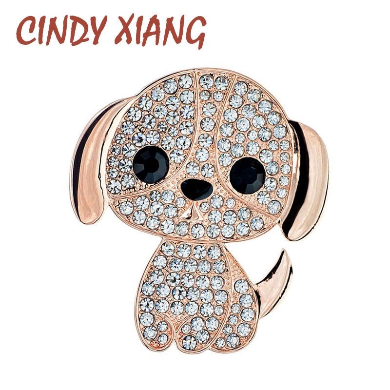 CINDY XIANG Neue Strass Nette Hund Brosche Welpen Stift Broschen Für freundlicher Frauen Nette Vivd Ebene Schmuck