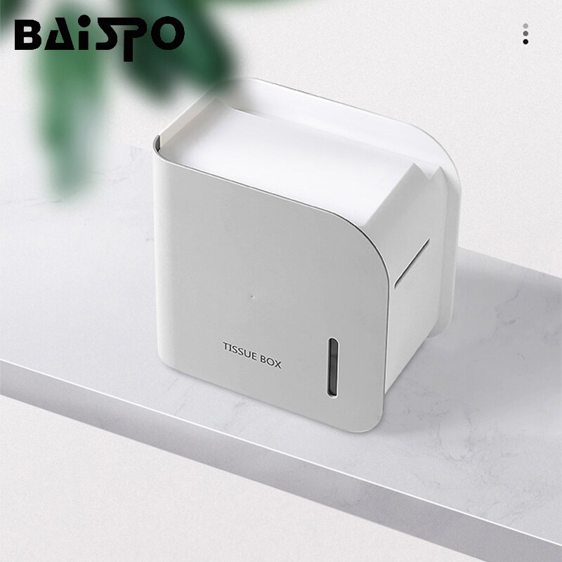 BAISPO-soporte de papel higiénico portátil, caja de almacenamiento impermeable, caja de pañuelos sin perforaciones, soporte de almacenamiento para el hogar, accesorios de baño