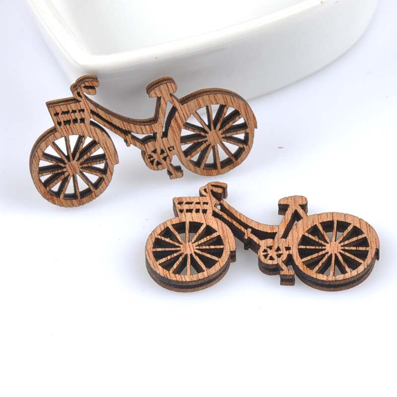 Estampado de bicicleta VINTAGE, álbum de recortes de madera, Carft, accesorios hechos a mano, decoraciones para el hogar, 49x29mm, 20 Uds., M1676