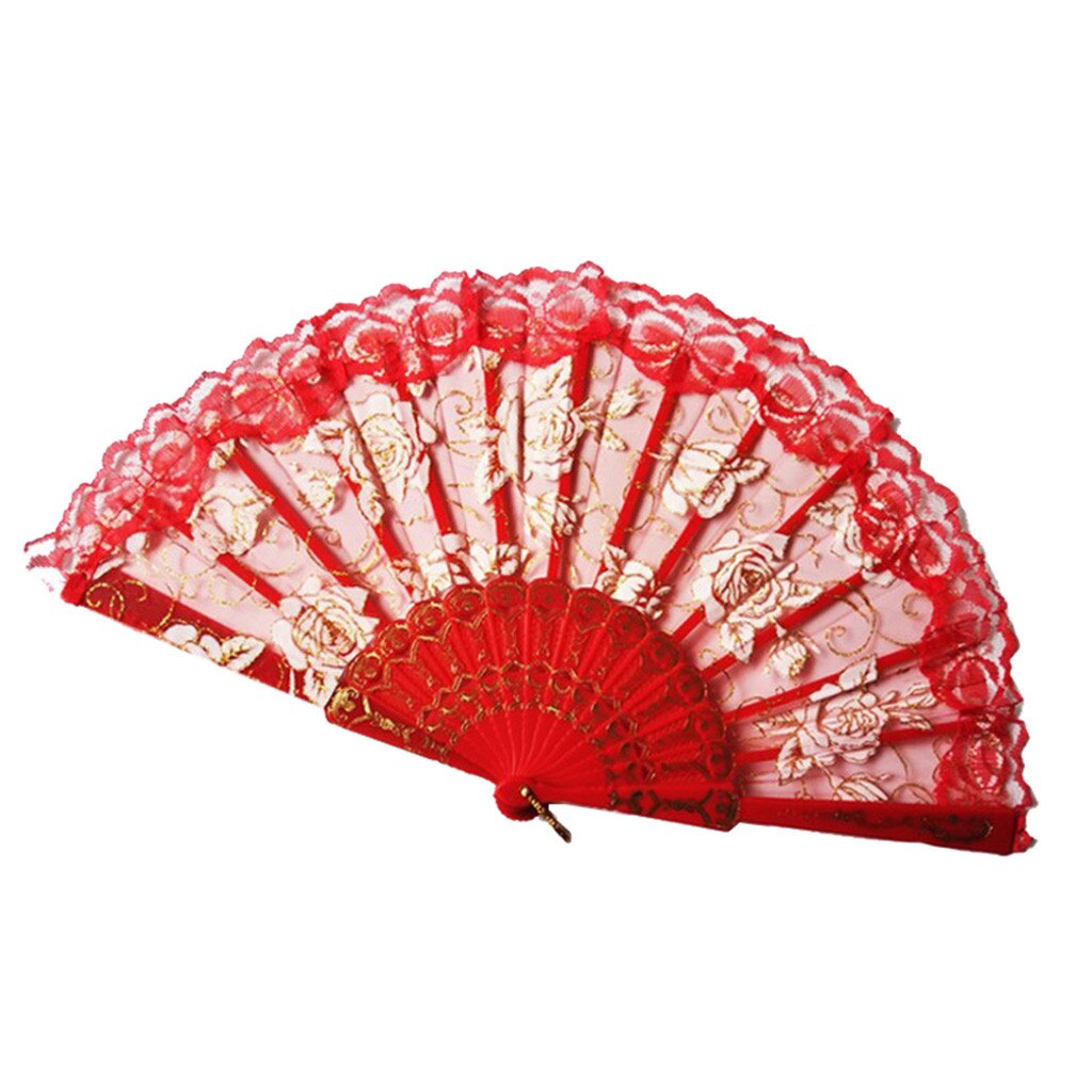 Vouwen Fans Bloemen Chinese Stijl Hollow Dance Wedding Hand Fans Schilderen Lace Silk Folding Handheld Bloemen Fans Abanico