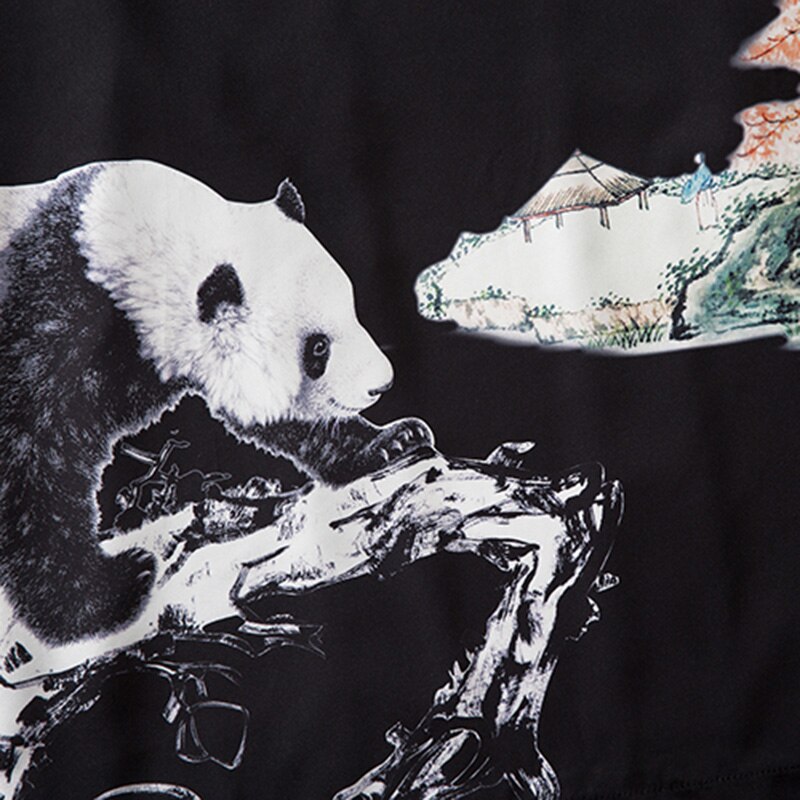 Kimono japonais veste Panda peinture imprimer hommes Harajuku Streetwear veste manteau décontractée mince robe japon Style