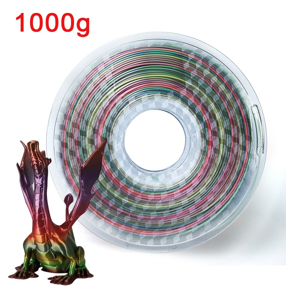 1.75mm PLA Rainbow 3D Printer Filament Sublimation Peacock Color 3D Printing Materials 1kg/500g/250g Plastic Polychrome Filament: 8c Silk Rainbow-1kg