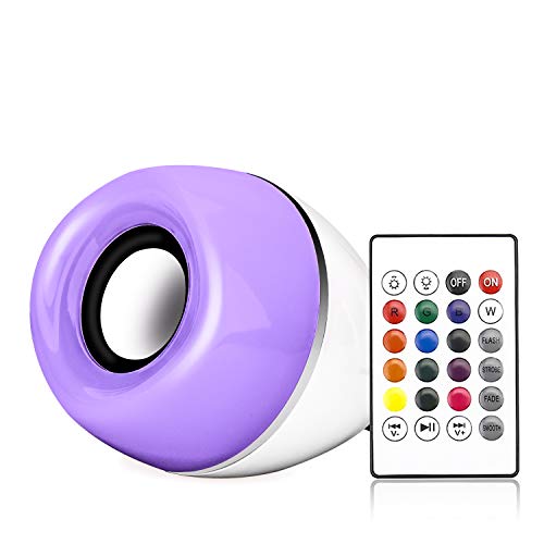 LED Music Light Bulb, E27 led Light Bulb with Bluetooth Speaker RGB Changing Color Lamp Built-in Audio Speaker with Remote: Default Title