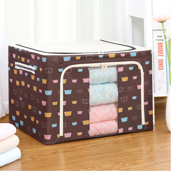 Oxford Cloth Storage Box Steel Frame Storage Box Waterproof Transparent Fabric Home Storage For Clothes Socks Underwear: Coffee bear head