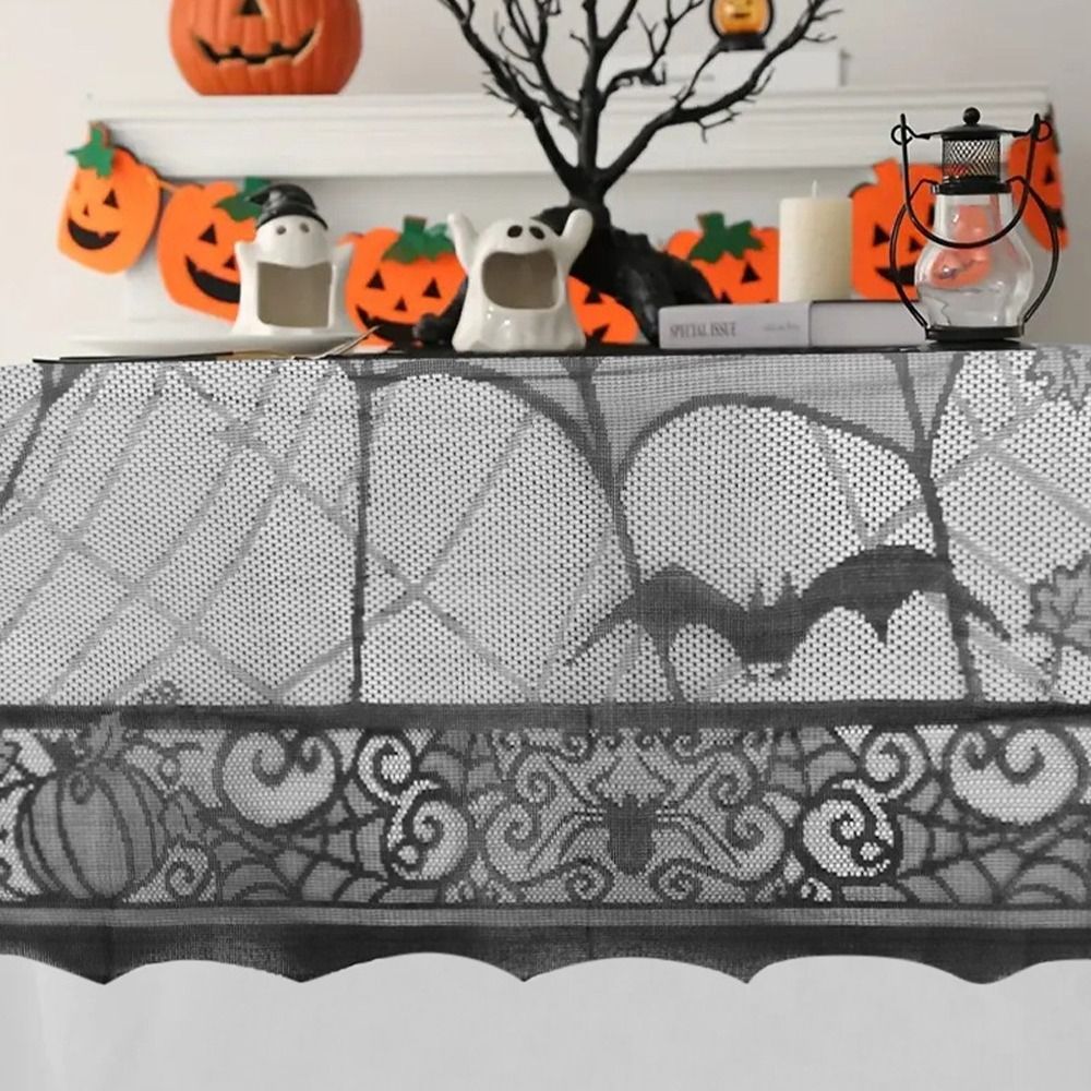 Græskar hjemsøgte huse halloween blonde dug spøgelse kranium flagermus sort edderkoppespind dug