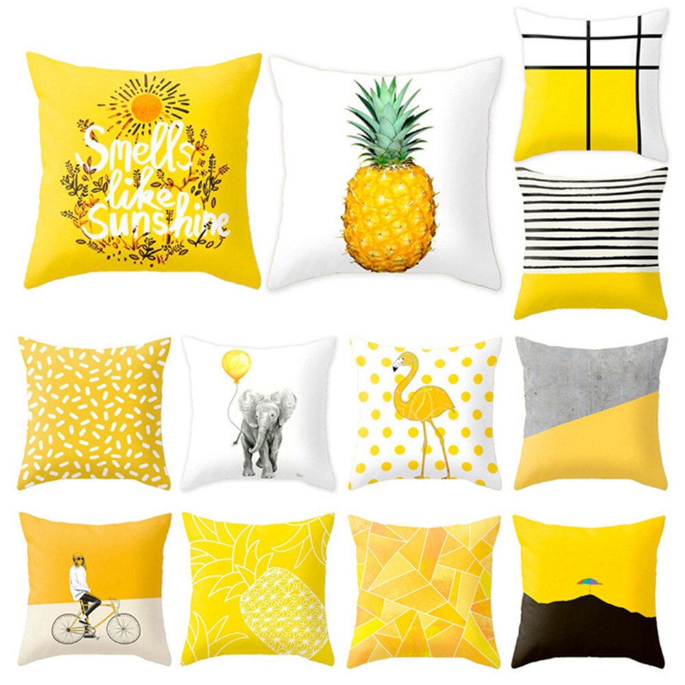 Geel Polyester Geometrische Kussen Ananas Kussen Decoratieve Kussen Voor Sofa Diy Gedrukt Kussen Seat Stoel Kussen