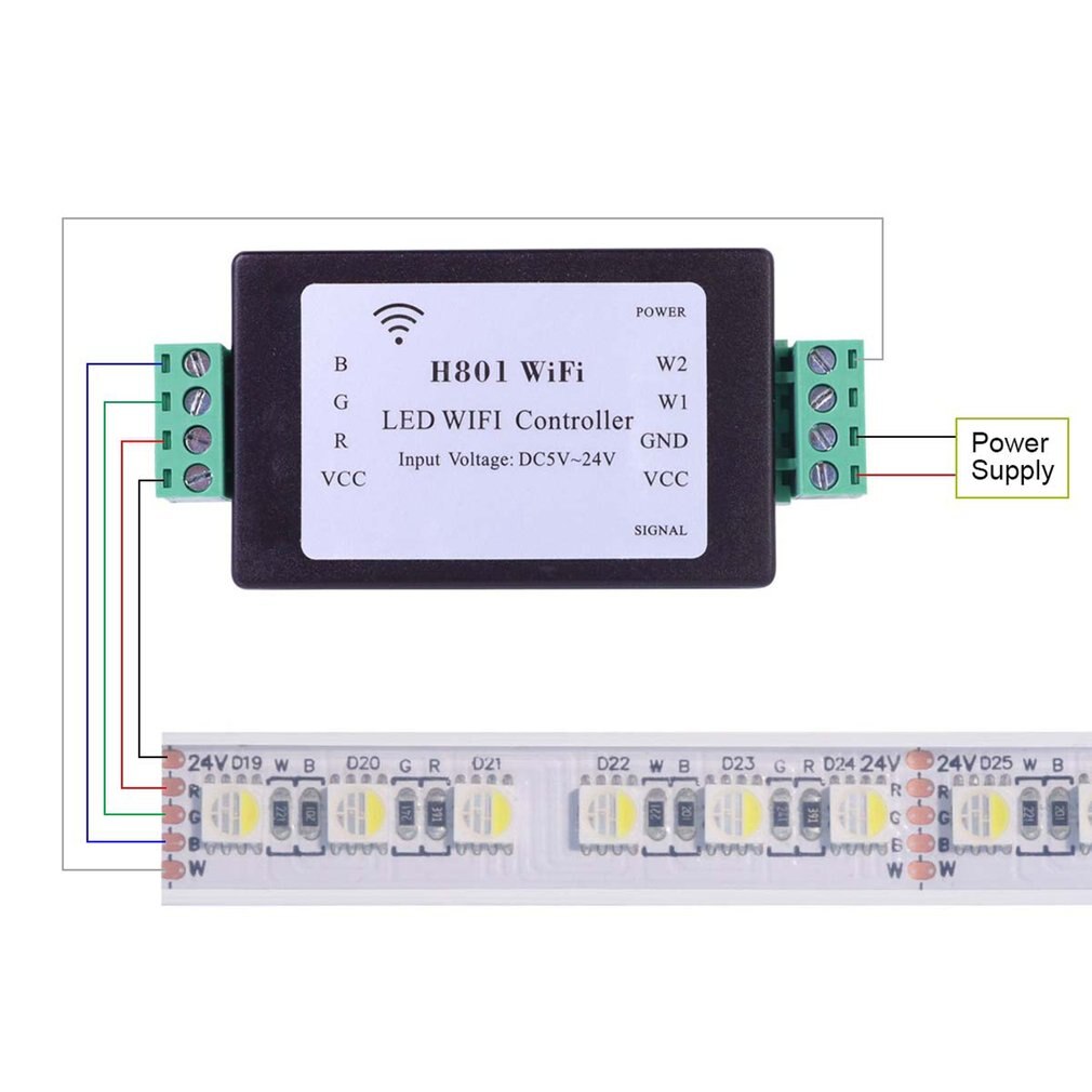 H801 RGBW WiFi LED Controller For RGBW Led Strip Lights DC5-24V Input 4 Channel X 4a Output LED Controller