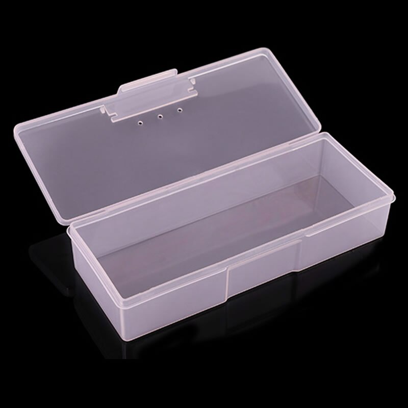 Nueva caja de almacenamiento vacía transparente para uñas, organizador de herramientas de manicura, estuche protector rosa/blanco