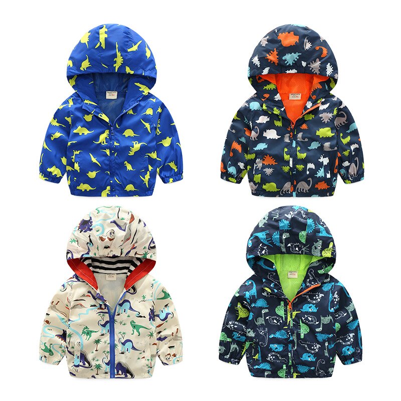 Chaquetas con estampado de dibujos animados para niños, chaqueta fina con capucha Anti-UV a prueba de viento para exteriores, abrigo transpirable de secado rápido para bebés, novedad