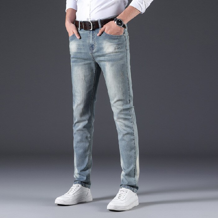MaNMaNing Jeans voor heren, brede jeansbroek met rechte snit en brede
