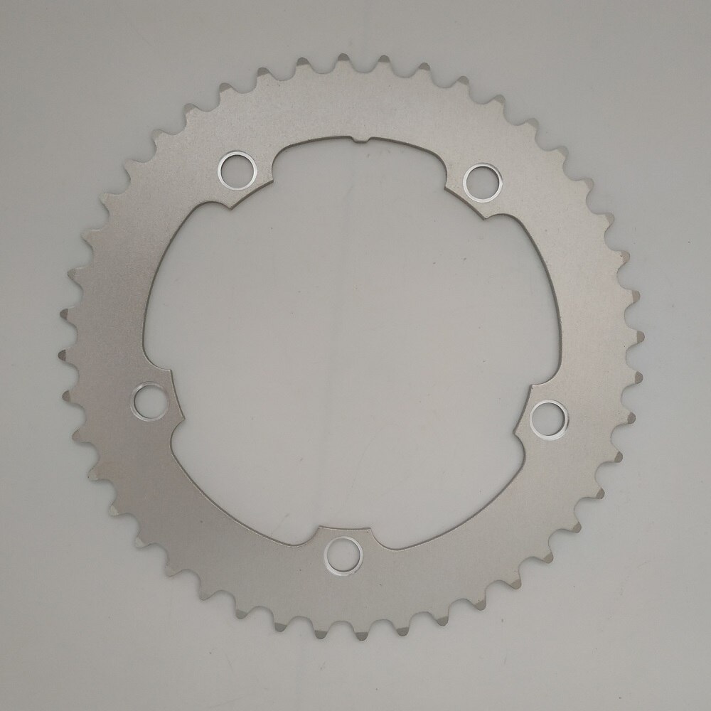 Vägcyklar kedjedrev 130 bcd 38t 39t 40t 42t 44t 46t 48t 50t 52t 53t 56t fällbara cykel kedjehjul cnc silverfärgade ringar: 130 bcd 44t