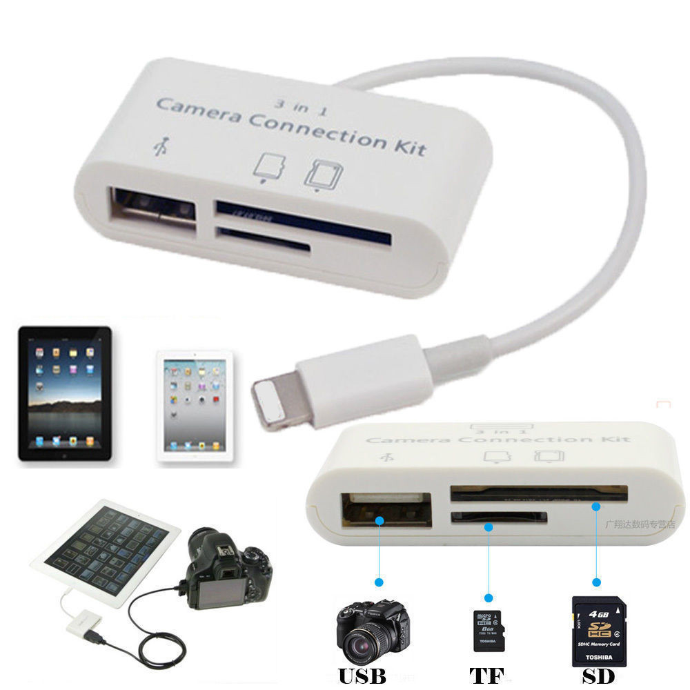Usb kortlæser micro sd kamera dslr link adapter til ipad,iphone  x 8 7 6 5 ios 12