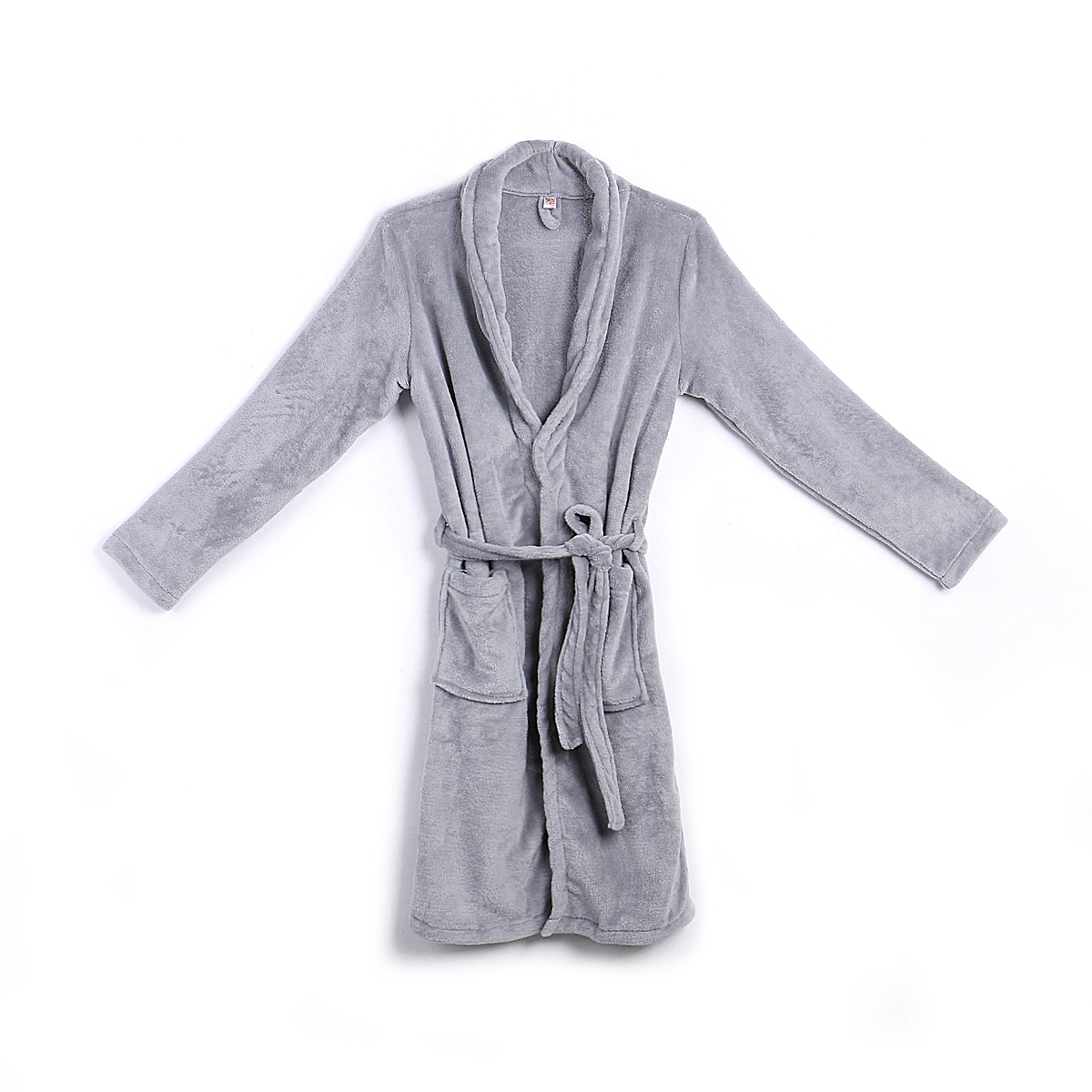 Mænds varme vinterkåber tykt forlænget plys sjal badekåbe kimono hjemmetøj langærmet kåbe frakke peignoir homme: Grå / Xxl