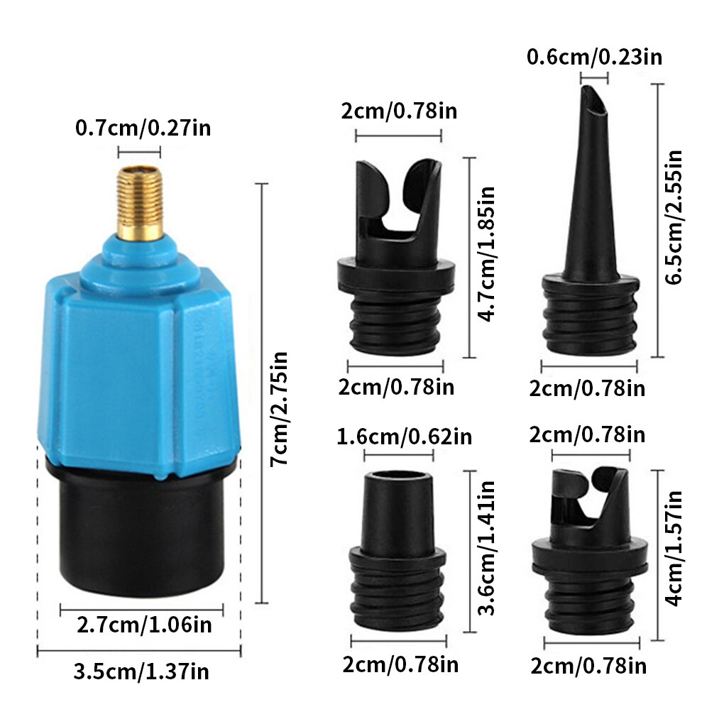 Opblaasbare Roeiboot Sup Luchtpomp Adapter Opblaasbare Paddle Rubberboot Kajak Air Valve Adapter Band Compressor Converter 4 Nozzle: Blue