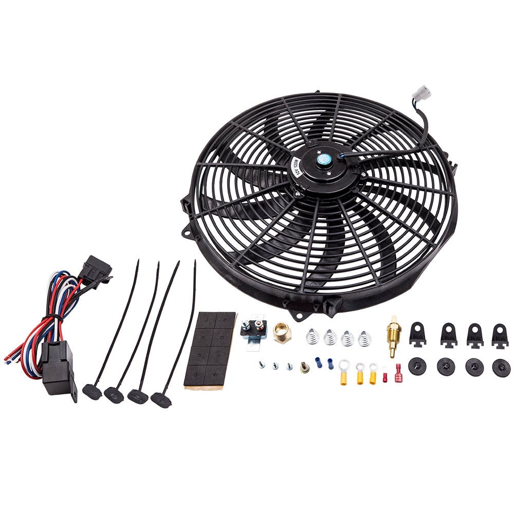 16 " 3000 cfm fläkt 10 blad radiator kylfläkt reversibel 12v termostat