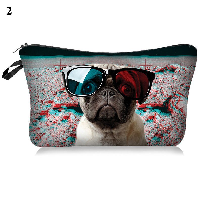 Kosmetiktaske sød kat print polyester makeup taske rejse toiletartikler sød organisator taske pose 3d mønster kosmetik tasker