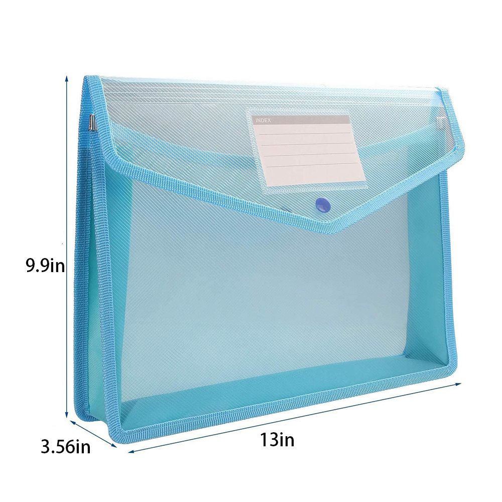Plastic Waterproof File Envelopes with Label Pocket Snap Button School Home Work Office Organization filing folders
